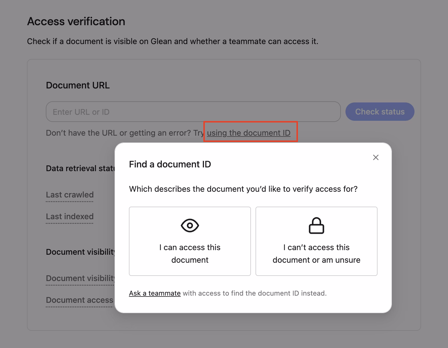 Access verification find doc