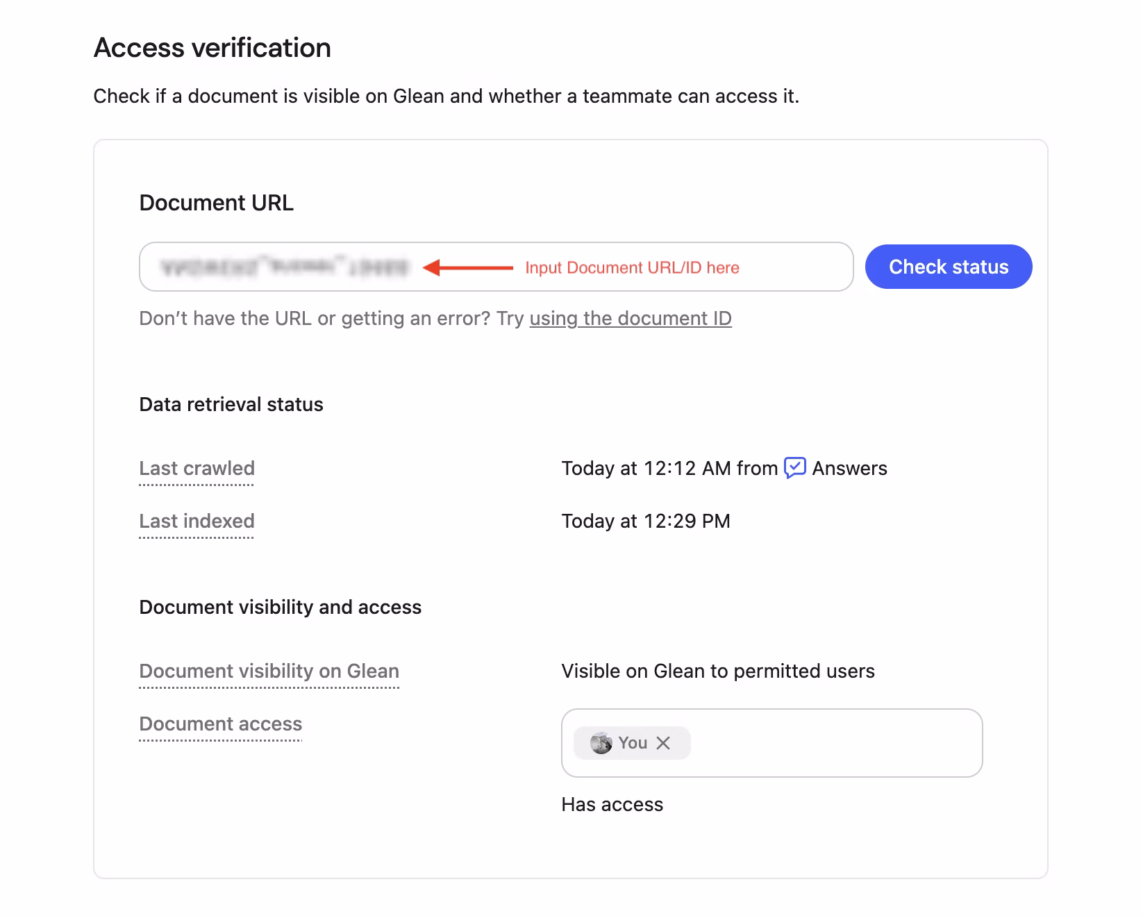Access verification input