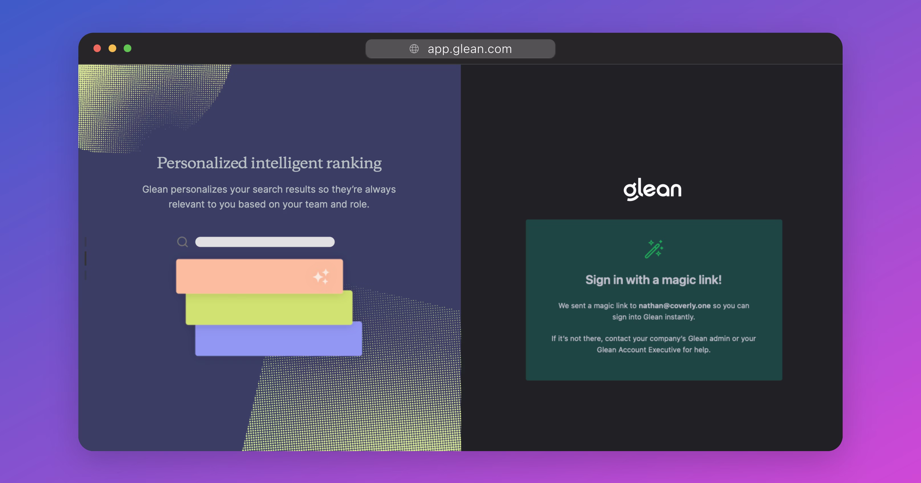 Check your email for a Magic Link to log in.